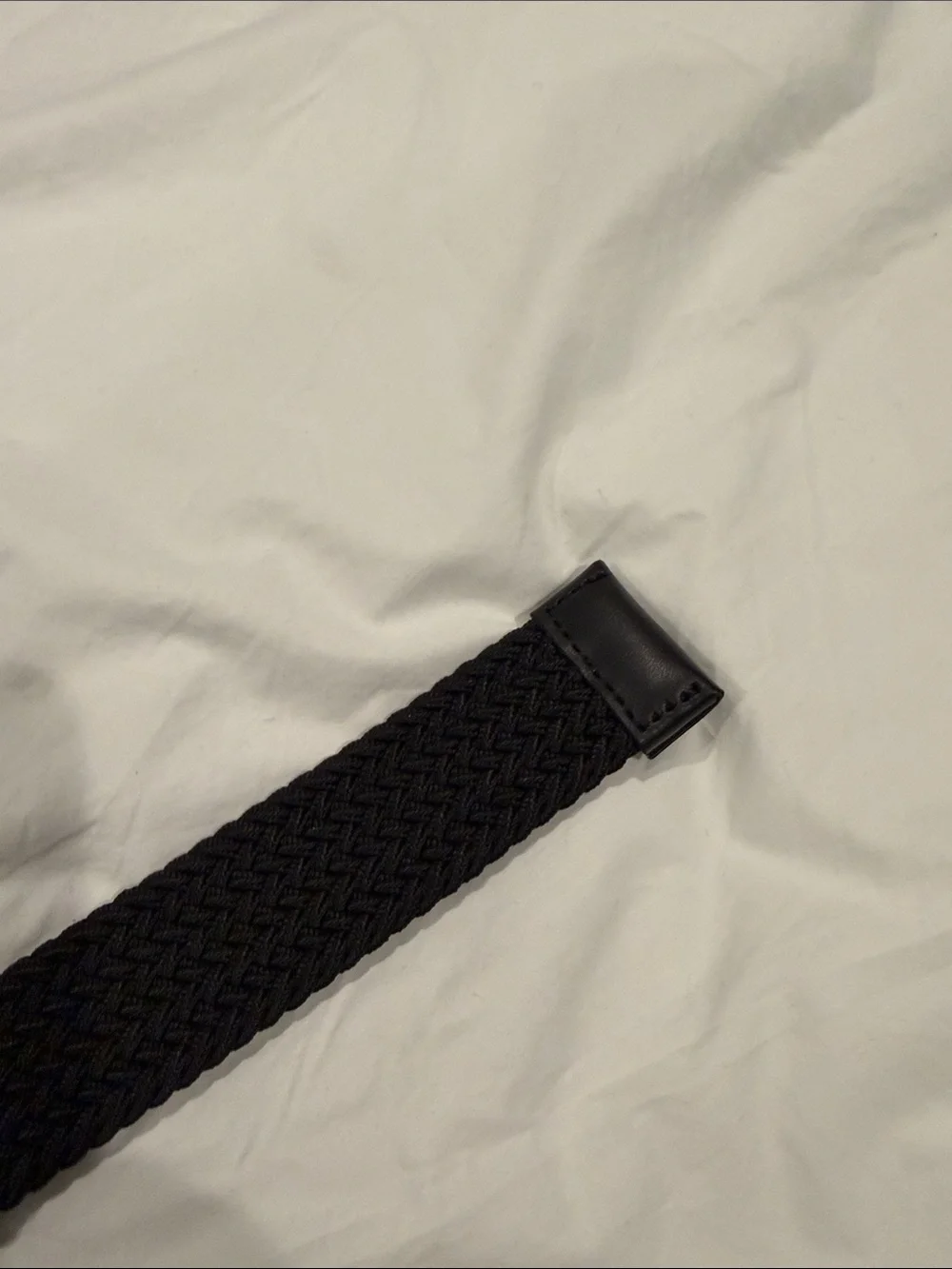 Nike Black Woven Elastic Men's Belt with Matte Buckle and Leather Trim